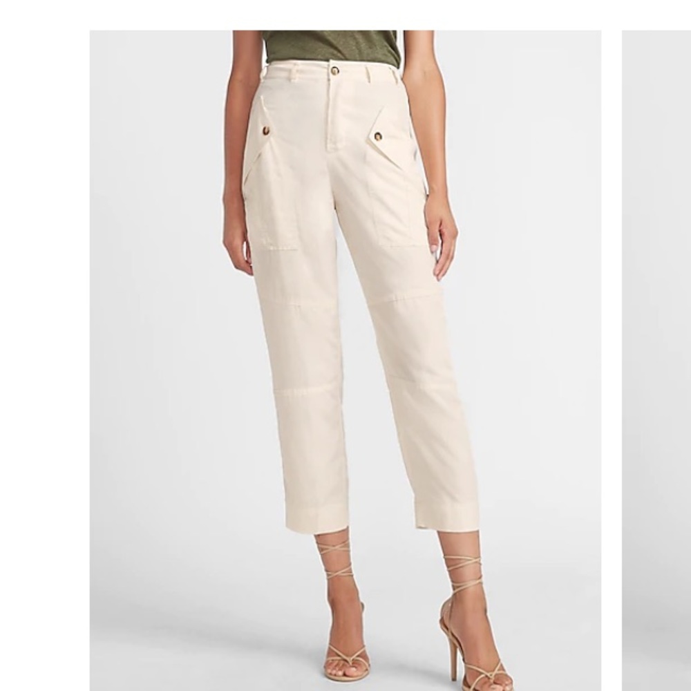 Express High Waisted Cropped Utility Pants Sz 4